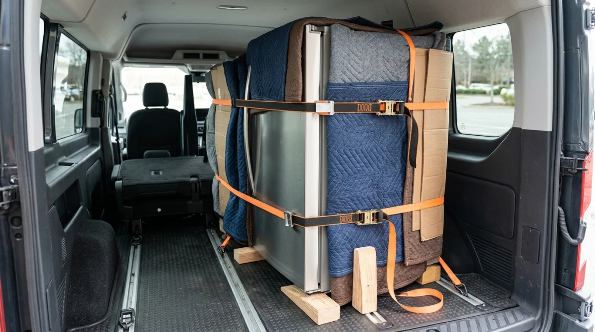 comment transporter un frigo couché dans une voiture