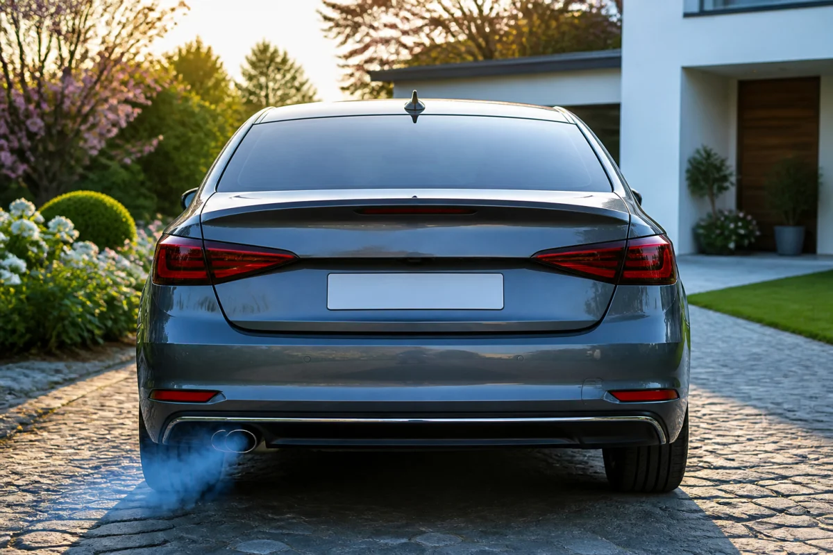 voiture qui fume bleu